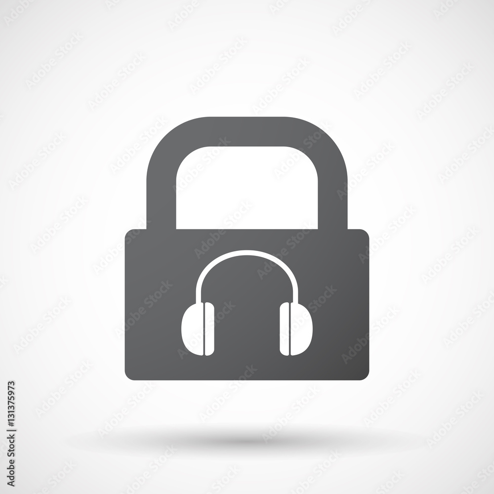 Isolated lock pad with a earphones Isolated lock pad with a earphones