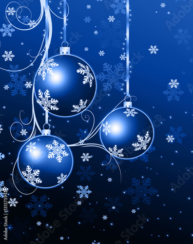 Christmas background blue balls