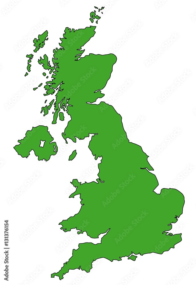 Map of UK in green