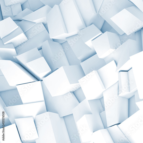 White 3d chaotic fragments  render