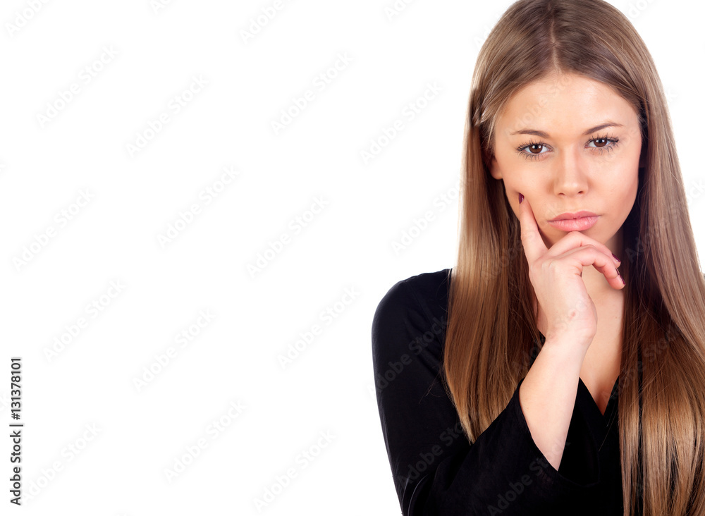 Pensive beautiful woman with a long blonde hair Pensive beautiful woman with a long blonde hair