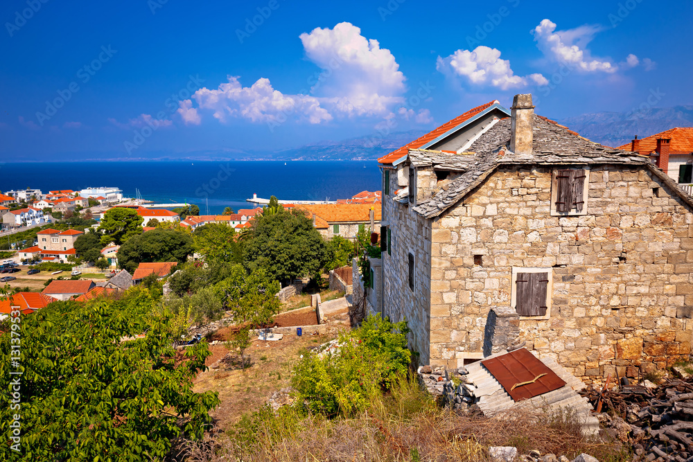 Old stone village Postira on Brac island