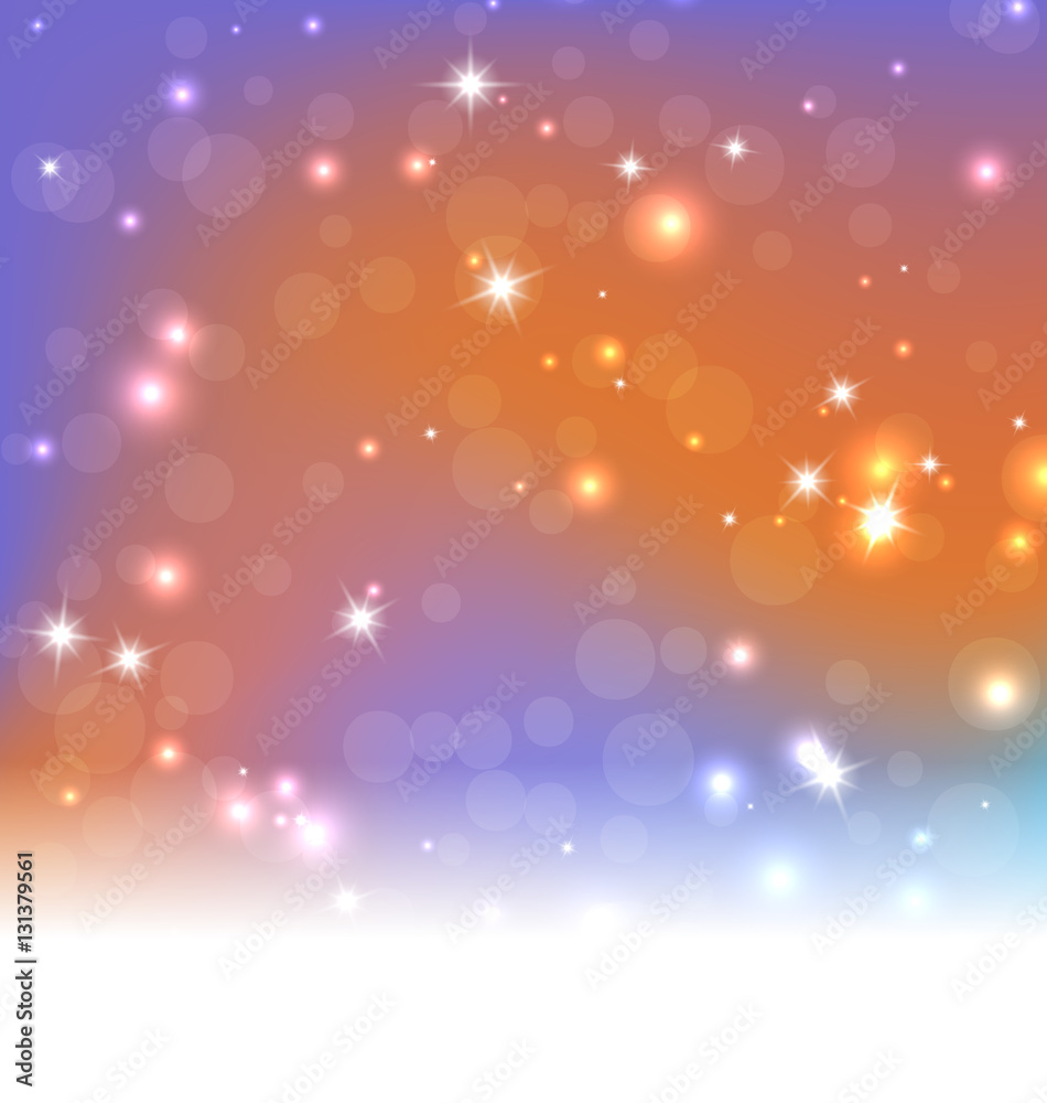 Bright Blue Orange Abstract Christmas Background With White Snowflakes