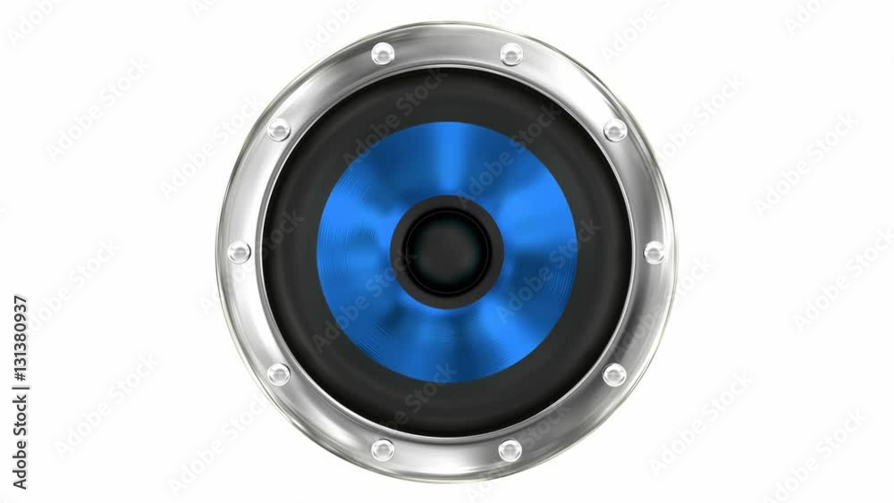 UHD 3D animation of the blue loudspeaker, alpha mask is included UHD 3D animation of the blue loudspeaker, alpha mask is included