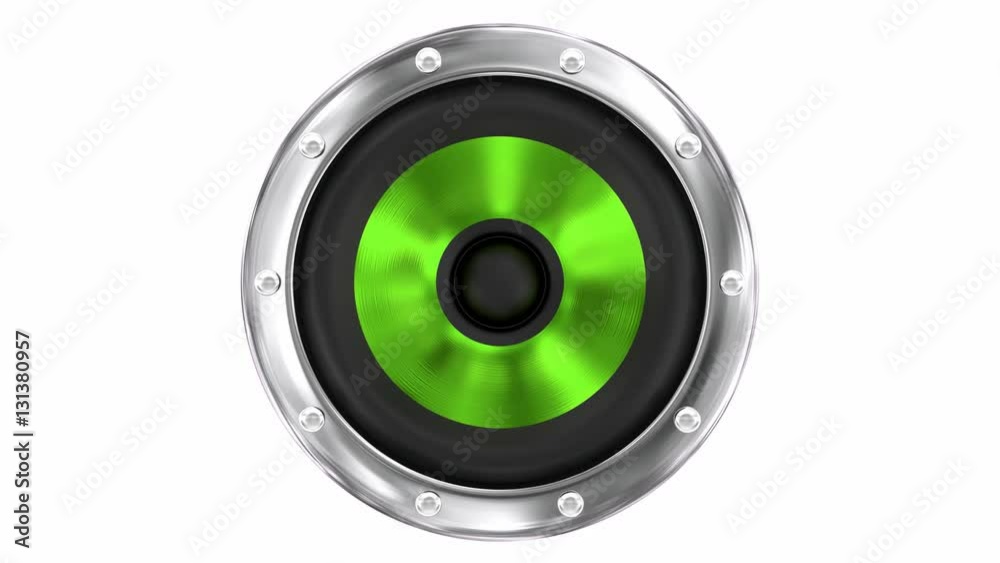 UHD 3D animation of the green loudspeaker, alpha mask is included UHD 3D animation of the green loudspeaker, alpha mask is included