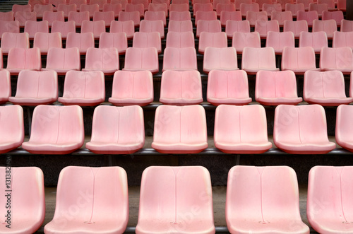Rows of stadium grandstand seats