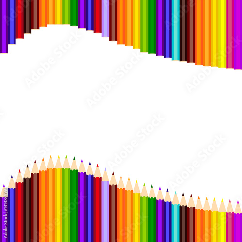 Rainbow vector set of colored pencils in wave shape. Vector illustration