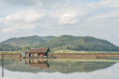 Fisherman's floating house in the lake