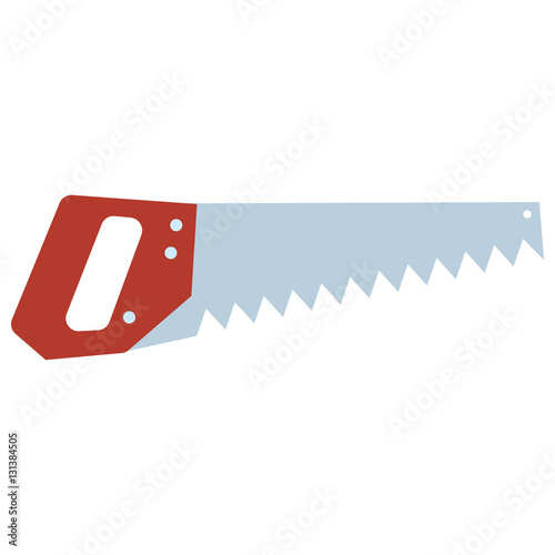 Hand saw tools hand equipment flat. Vector illustration isolated on white.
