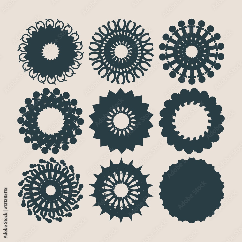 Decorative design elements set. Patterns with geometric ornaments. Circular ornamental symbols. Islam, Arabic, Indian, ottoman motifs. Decorative design elements set. Patterns with geometric ornaments. Circular ornamental symbols. Islam, Arabic, Indian, ottoman motifs.