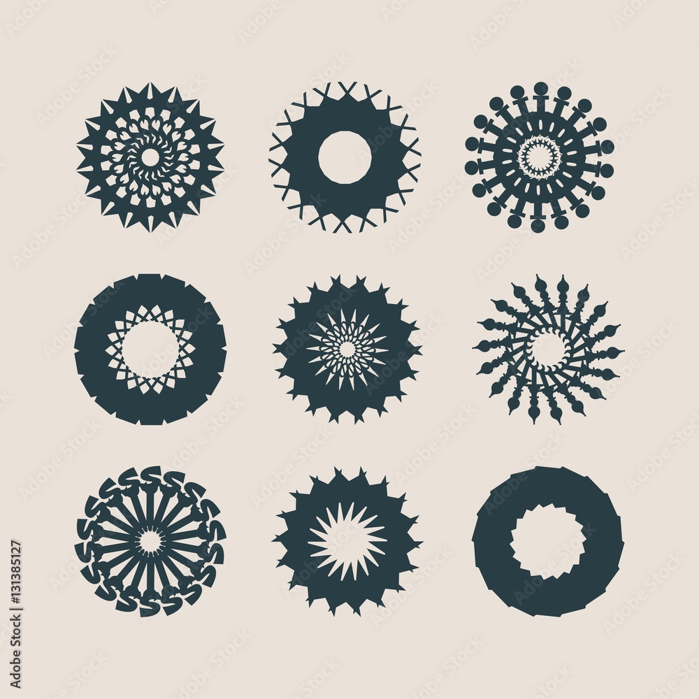Decorative design elements set. Patterns with geometric ornaments. Circular ornamental symbols. Islam, Arabic, Indian, ottoman motifs. Decorative design elements set. Patterns with geometric ornaments. Circular ornamental symbols. Islam, Arabic, Indian, ottoman motifs.