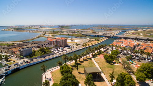 Channels of Aveiro, Portugal top view aerial photo