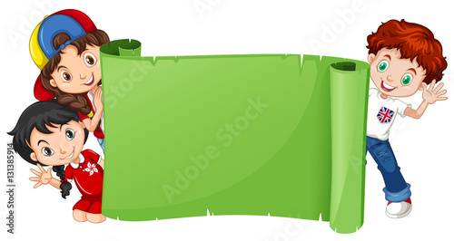 Border template with happy kids