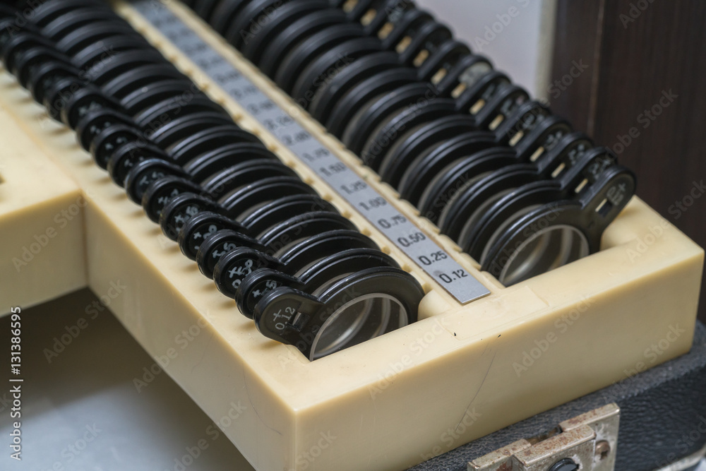 Set of lenses for patients matching in oculist office
