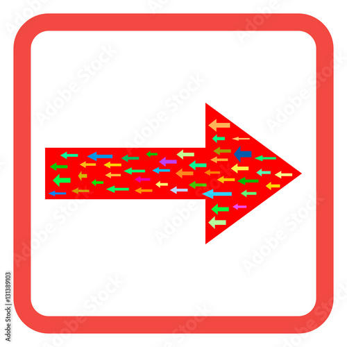 Many arrows inside the big arrow directed in  opposite direction