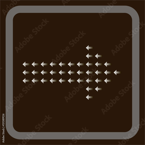 Many arrows inside the big arrow directed in  opposite direction