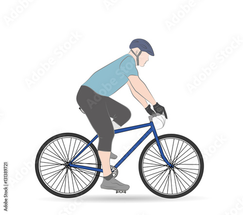 man on a bicycle. correct fit and posture for cycling. vector illustration.