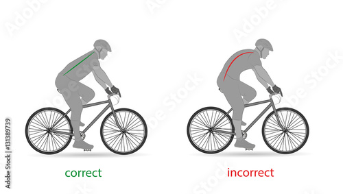 correct posture for cycling. vector illustration.