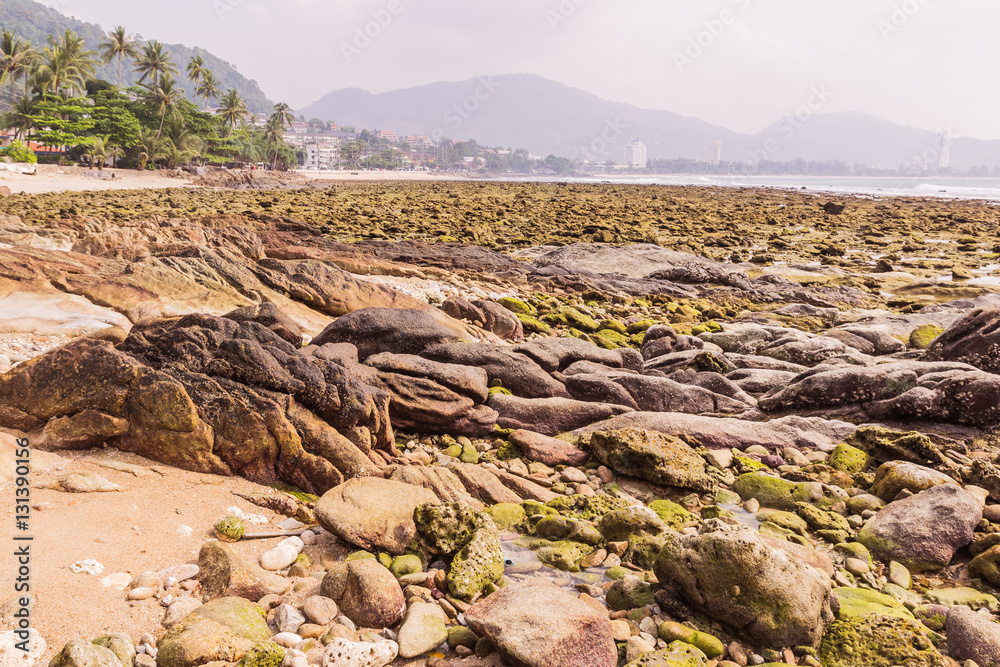 Rock exposed when low tide background
