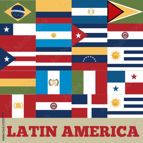 flags of latin america countries. colorful design. vector illustration