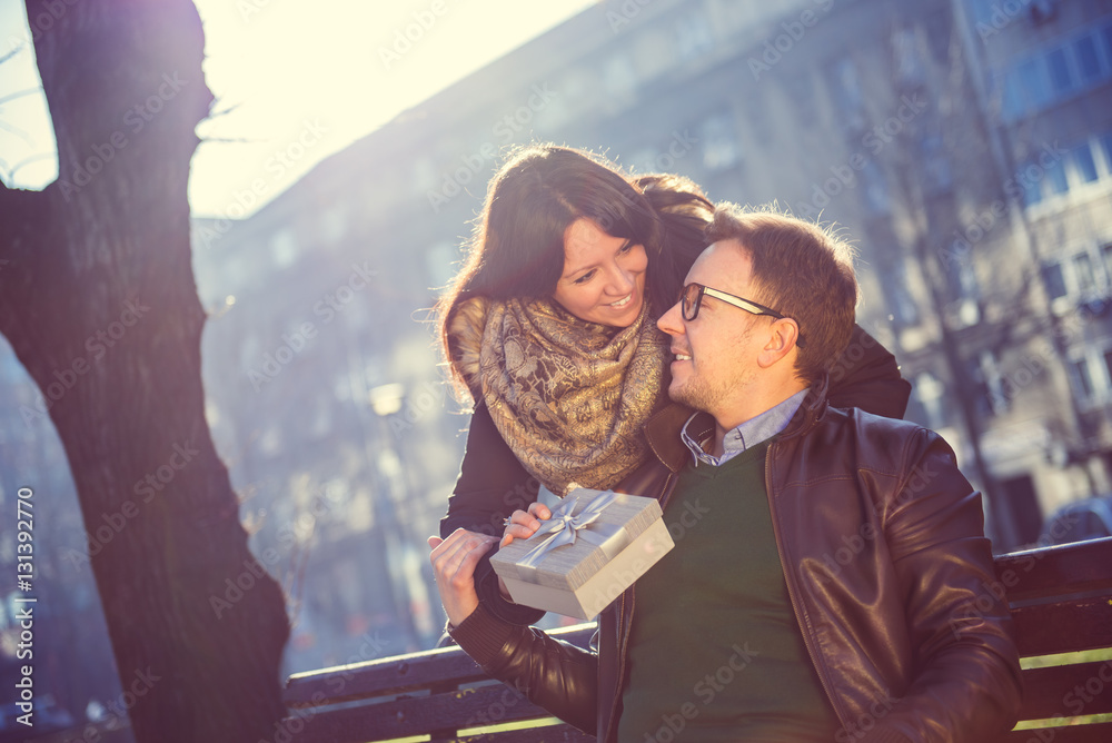 Woman Surprises man With Gift Woman Surprises man With Gift