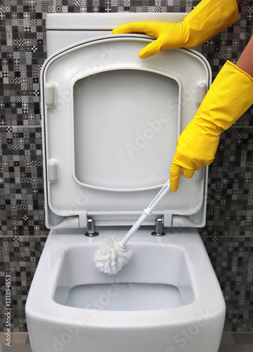 cleaning of toilet bowl