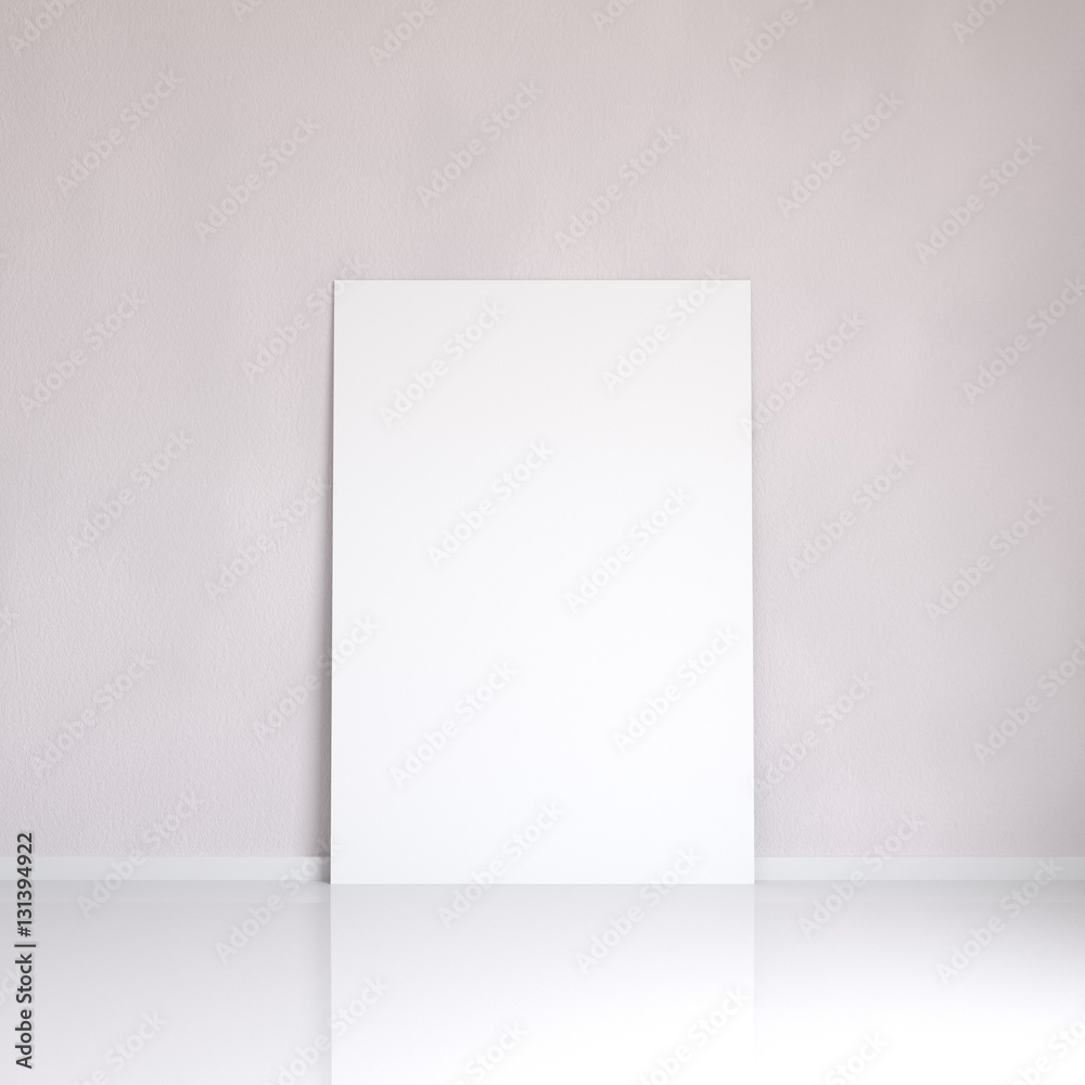 Mock up blank poster picture frame near the wall in a room, 3D rendering Mock up blank poster picture frame near the wall in a room, 3D rendering