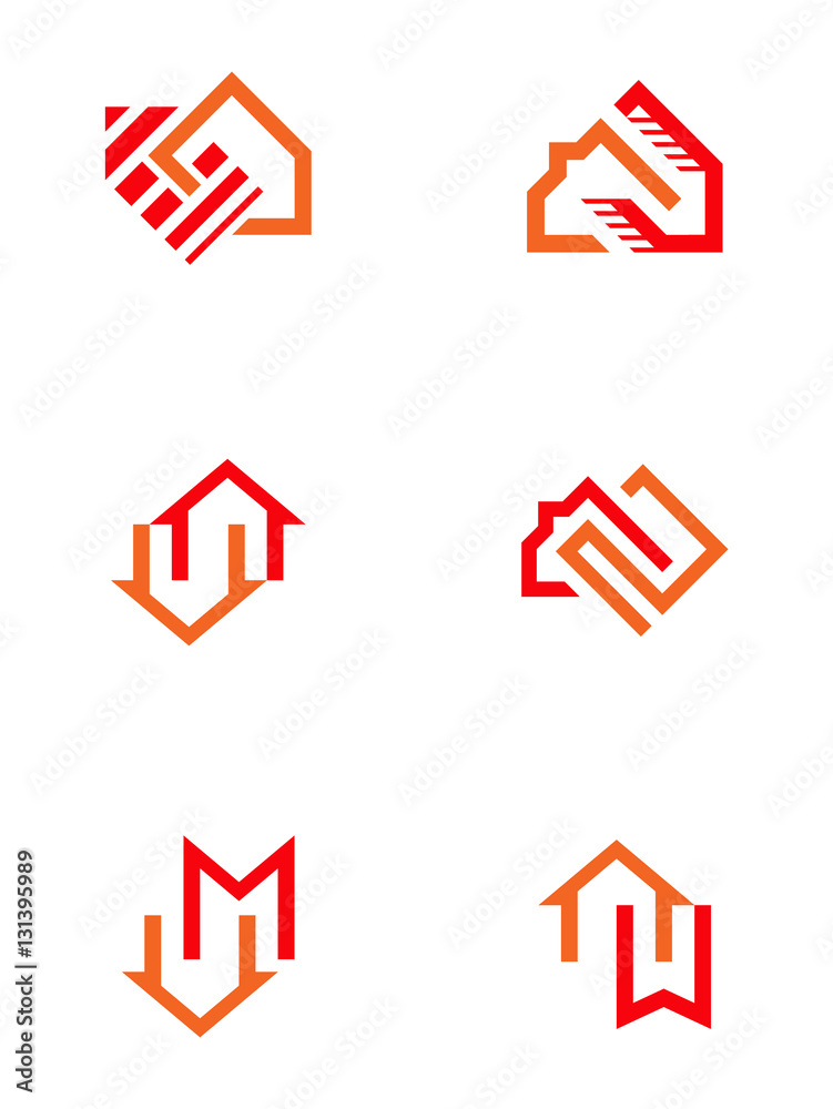 set with icons of houses, symbols of real estate set with icons of houses, symbols of real estate