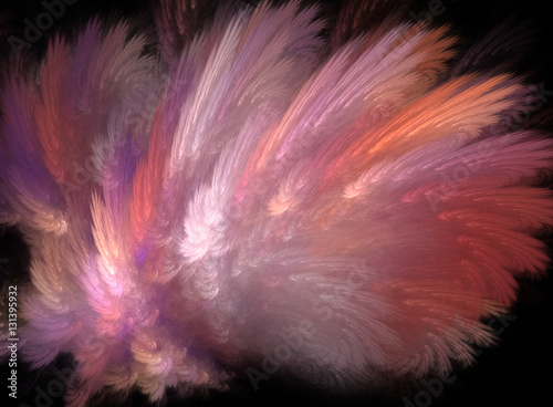 Fractal abstraction, a Pink feather explosion on black background