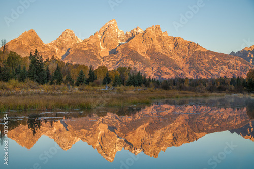 Refection of the Tetons in Fall at Sunrise