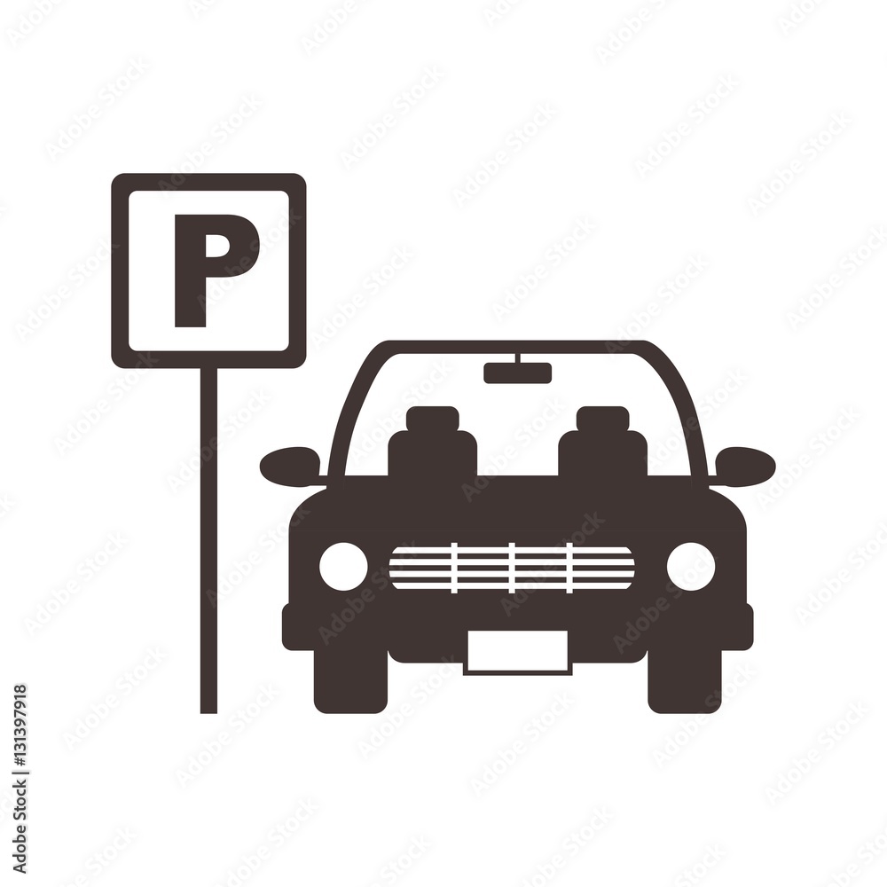 sign of parking zone with car icon over white background. vector illustration