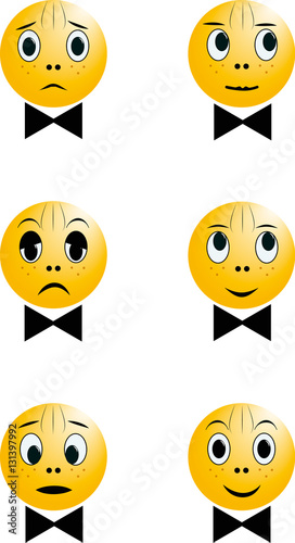 set of pictures of emotions of a little boy