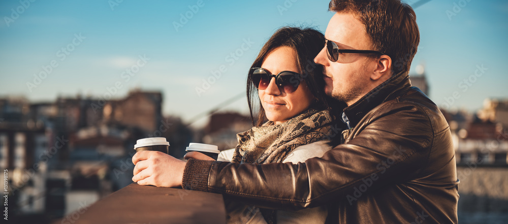 Fototapeta premium Happy couple enjoying on rooftop