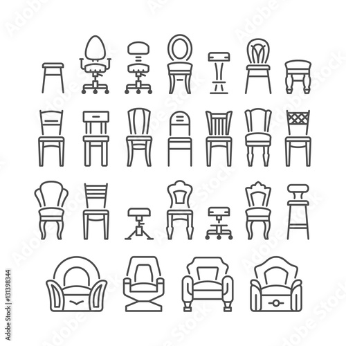Set line icons of chair