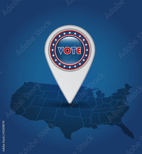 Patriotic Vote Location Pin - USA Map Pointer, Editable Vector Design, Vote Location Pin on USA Map, American Election Abstract Design