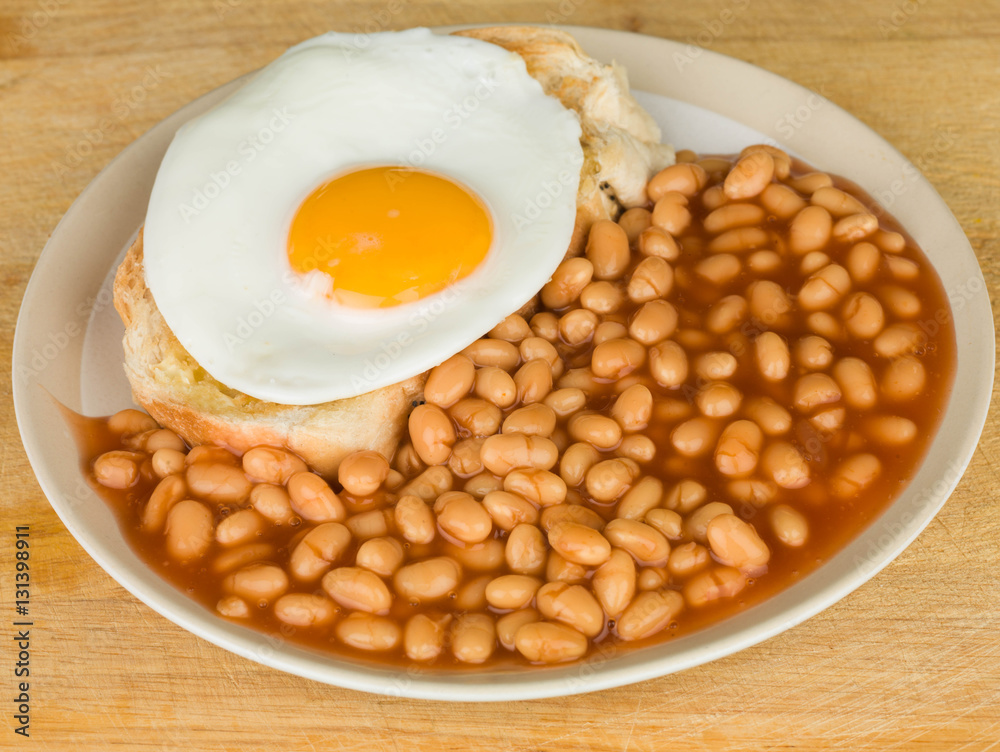 Fried Egg on Toast With Baked Beans Fried Egg on Toast With Baked Beans