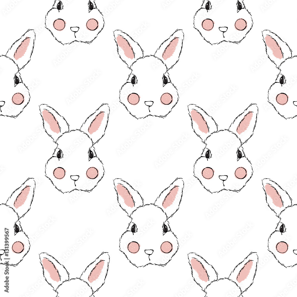 Seamless Pattern with Rabbit