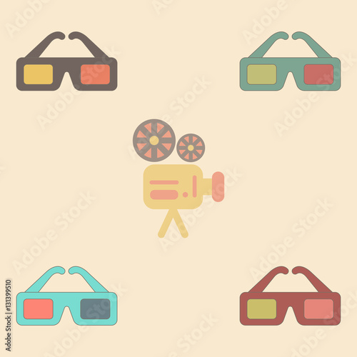 cinema spectacles Vector illustration Collection in flat style 3d movie glasses