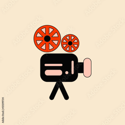 old movie video camera Vector illustration in flat style Retro cinema