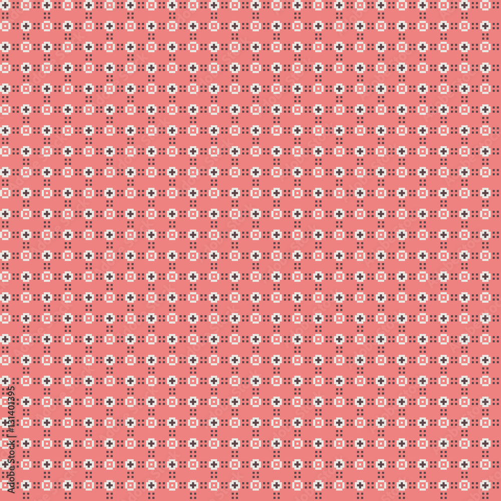 Cute pixelated pattern with simple geometric shapes. Useful for textile and interior design. Cute pixelated pattern with simple geometric shapes. Useful for textile and interior design.