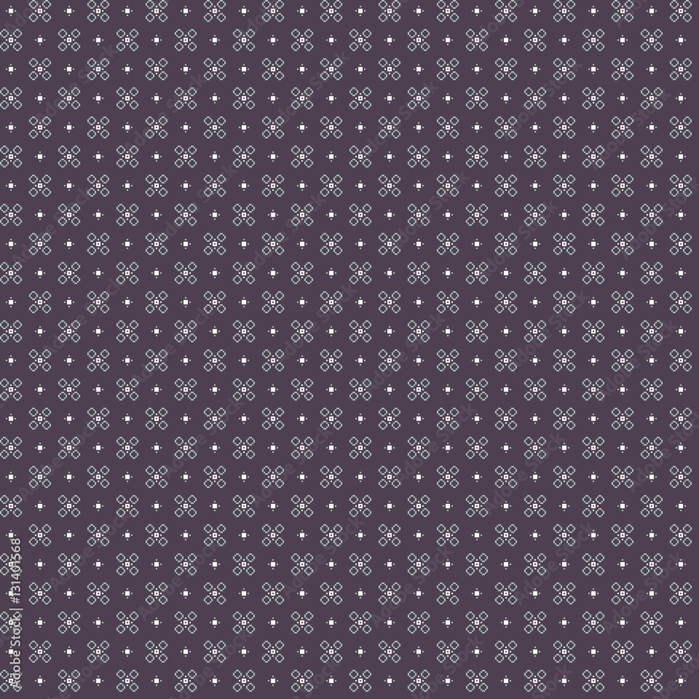 Cute pixelated pattern with simple geometric shapes. Useful for textile and interior design.
