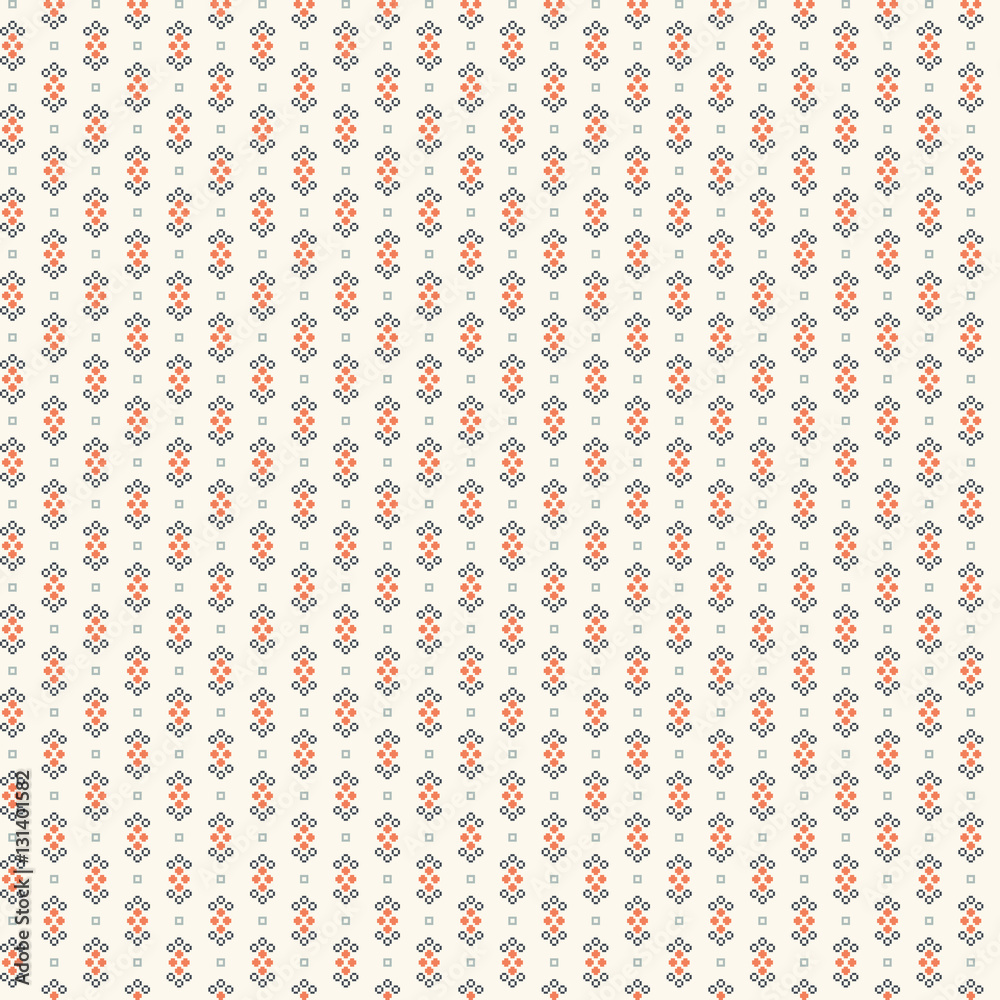 Cute pixelated pattern with simple geometric shapes. Useful for textile and interior design. Cute pixelated pattern with simple geometric shapes. Useful for textile and interior design.