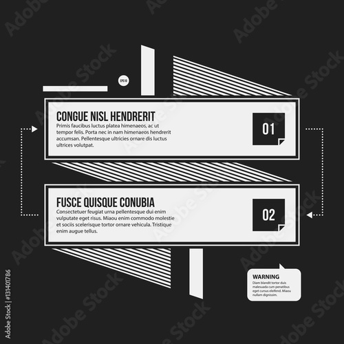 Monochrome options template in strict contrast style. Useful for presentations and web design.