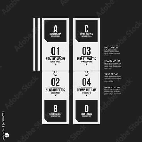 Monochrome options template in strict contrast style. Useful for presentations and web design.
