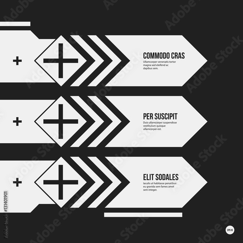 Monochrome options template in strict contrast style. Useful for presentations and web design.
