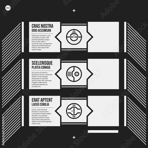 Monochrome options template in strict contrast style. Useful for presentations and web design.