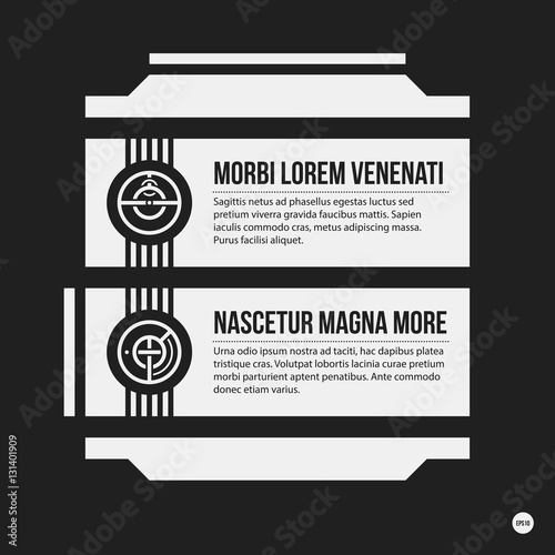 Monochrome options template in strict contrast style. Useful for presentations and web design.
