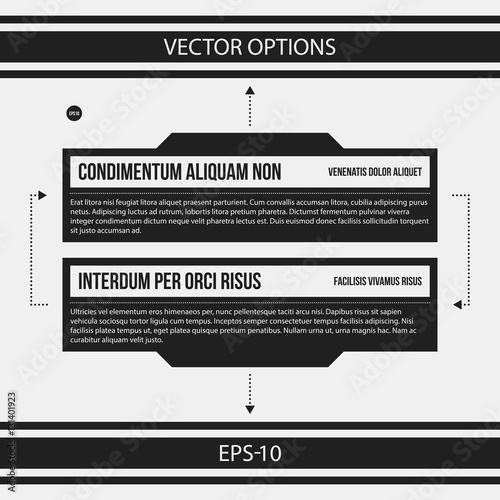 Monochrome options template in strict contrast style. Useful for presentations and web design.