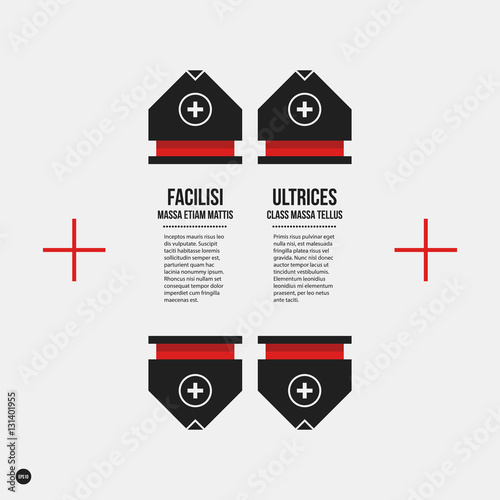 Monochrome options template in strict contrast style. Useful for presentations and web design.