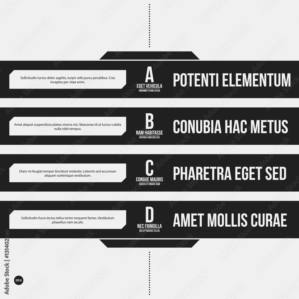 Obraz premium Monochrome menu template in strict style. Useful for presentations and web design.